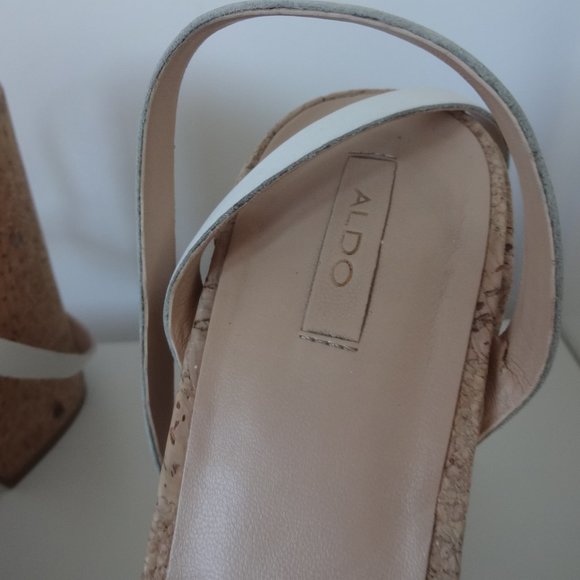 2 x 20 Aldo Rivalgo white leather and cork sandals - Picture 4 of 7